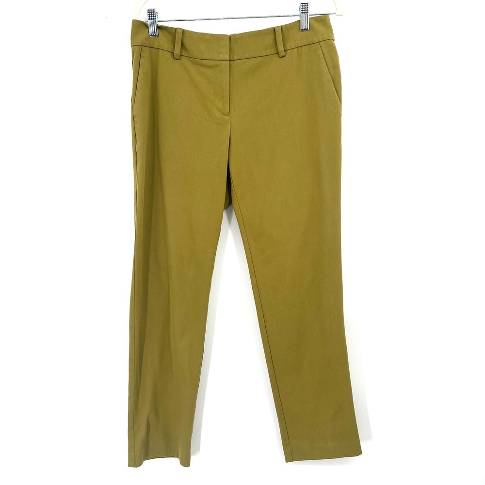Ann Taylor Factory modern straight leg dress work pants dark chartreuse green 4